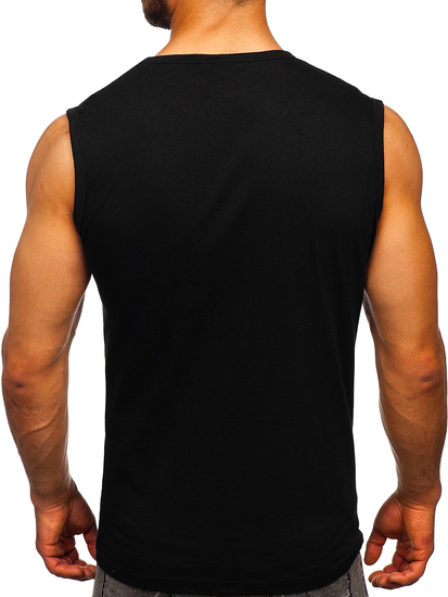 Tee-shirt tank top noir avec imprimé Bolf 14823