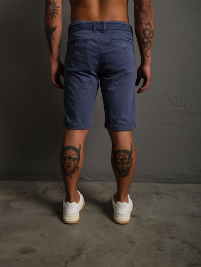Homme Pantalon court avec ceinture Bleu foncé Bolf 0010