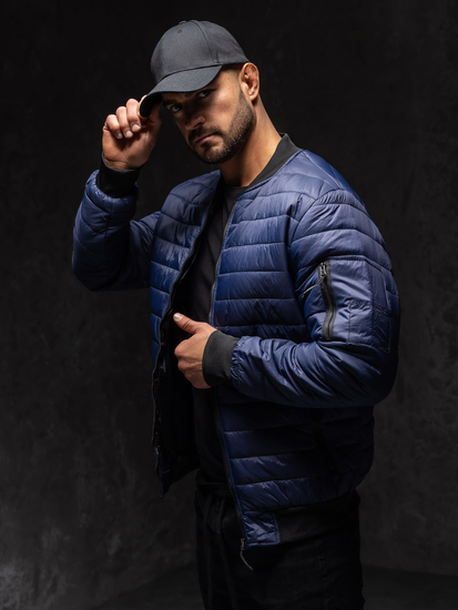 Homme Blouson de transition bomber matelassé Bleu foncé Bolf MY-02A1