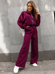 Ensemble sweat-shirt zippé deux pièces femme bordeaux Bolf 821109