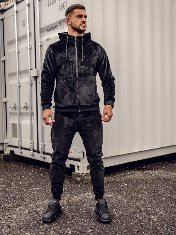 Homme Survêtement en velours Noir Bolf 3B115A