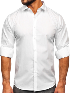 Chemise élégante à manche longue slim fit pour homme blanche Bolf MS13