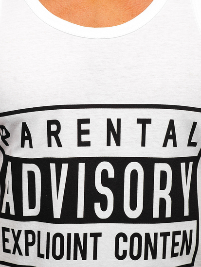 Tank top de boxeur blanc avec imprimé Bolf 14855