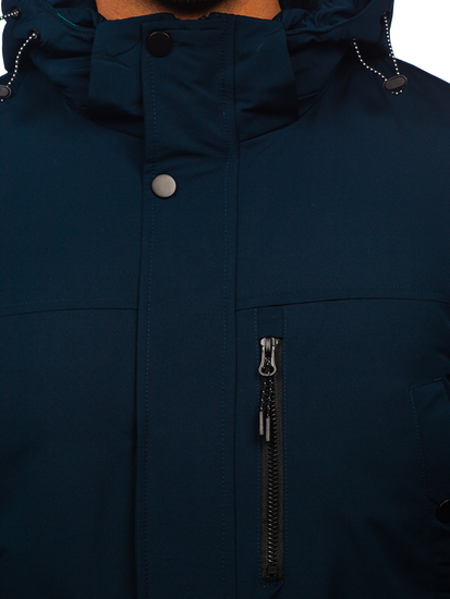 Homme Blouson d'hiver parka Bleu foncé Bolf 22M323