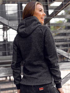 Sweat-shirt/veste sport noir à capuche femme Bolf KSW4002A