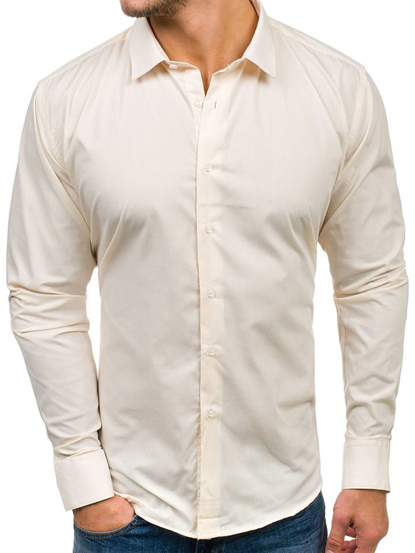 La chemise élégante avec les manches longues pour homme écru Bolf TS100