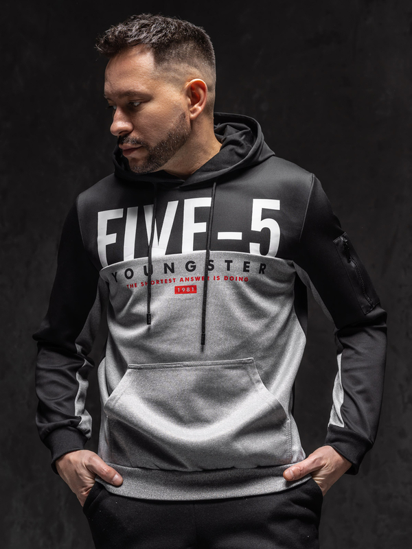 Homme Sweat-shirt à capuche imprimé Gris Bolf HY972A1