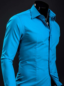 Chemise élégante turquoise à manches longues pour homme Bolf 1703A