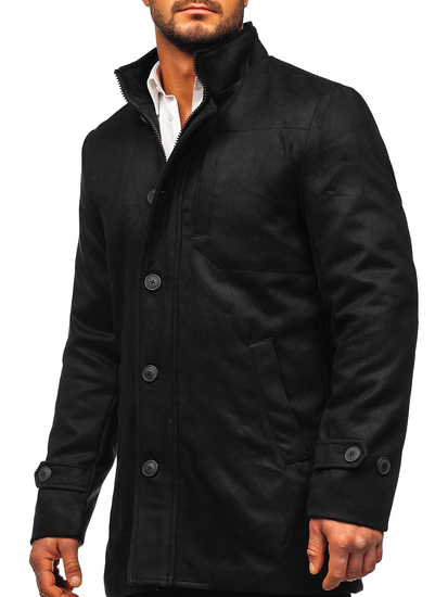 Manteau d'hiver à col montant pour homme noir Bolf M3129