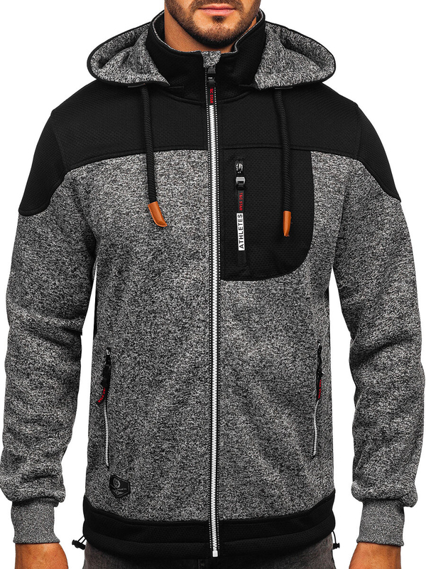 Homme Blouson de transition à capuche Anthracite Bolf TC1268