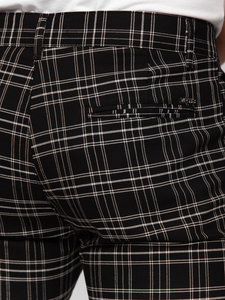 Homme Pantalon élégant à carreaux Noir Bolf 184166