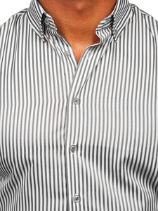 Chemise en rayures à manche longue pour homme graphite Bolf 22731