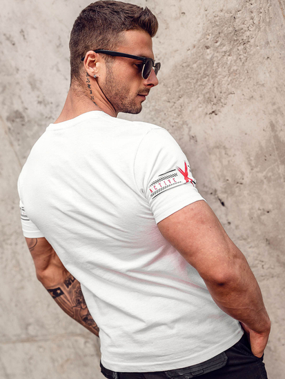 Tee-shirt imprimé pour homme blancBolf 14312A