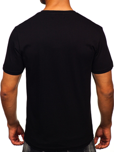 Homme T-shirt imprimé en coton Noir Bolf MPO3559