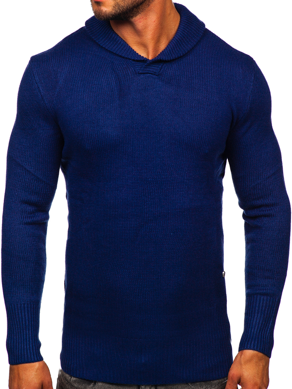 Pull à col montant pour homme bleu foncé Bolf MM6018