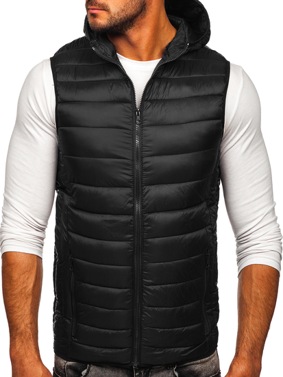 Gilet matelassé à capuche pour homme noir Bolf 13072
