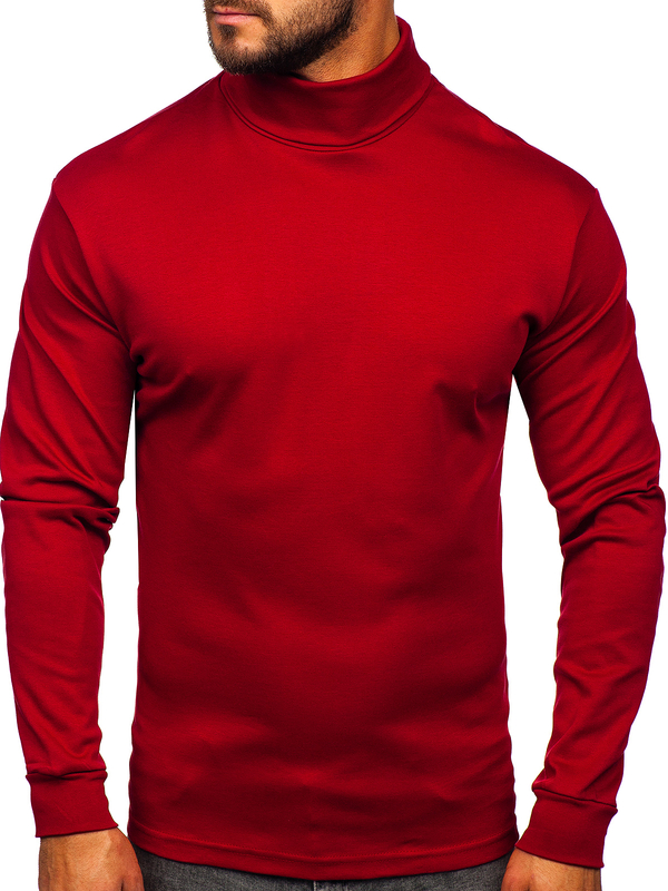 Pull à col roulé basic pour homme bordeaux Bolf 145347-1