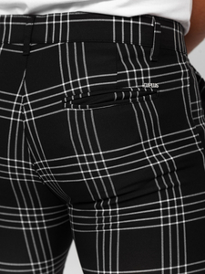 Homme Pantalon élégant à carreaux Noir Bolf 184160