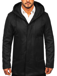 Manteau d'hiver à capuche pour homme noir Bolf 79B3-197