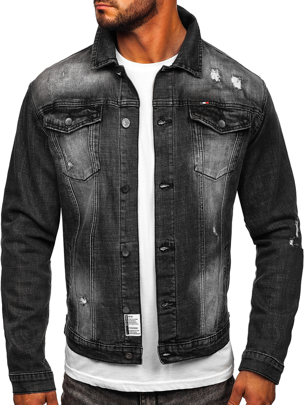 Le blouson en jean pour homme noir Bolf MJ511G