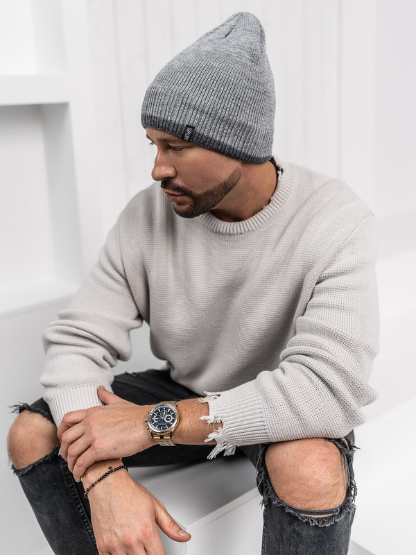 Homme Bonnet d'hiver chaud Gris Bolf 387056