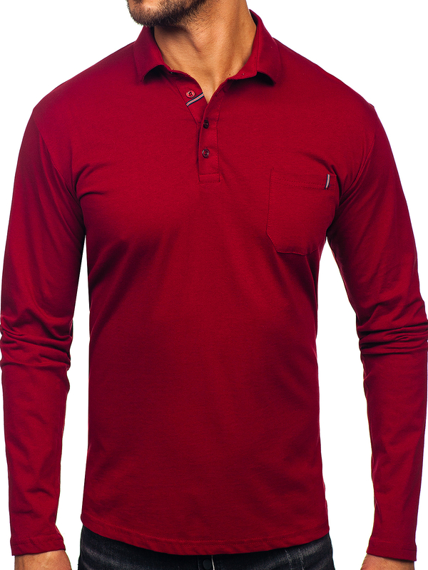 Homme Polo en coton à manches longues Bordeaux Bolf 5120