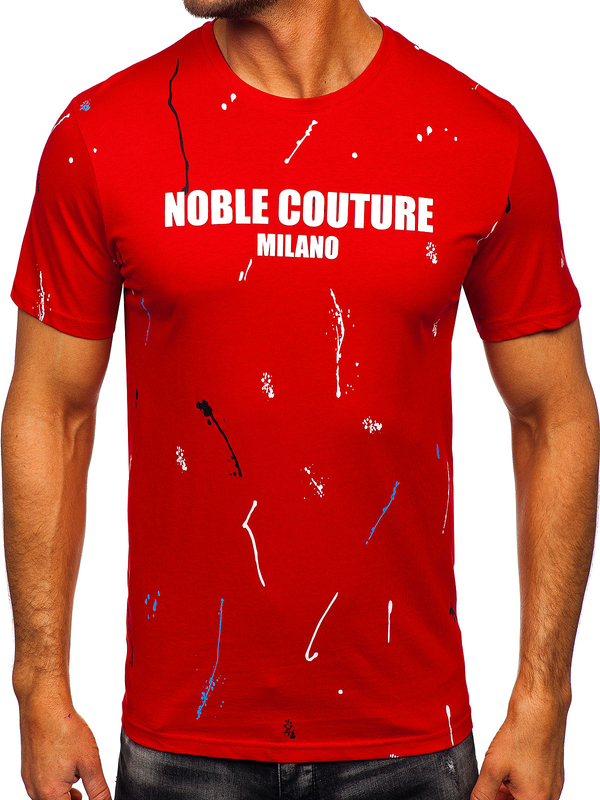 Homme T-shirt imprimé en coton Rouge Bolf MPO3443