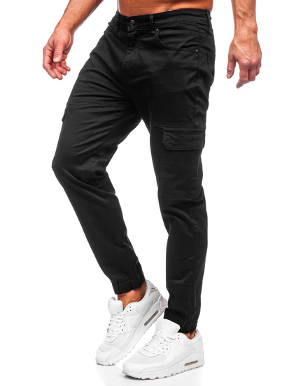 Homme Pantalon jogger cargo Noir Bolf S201