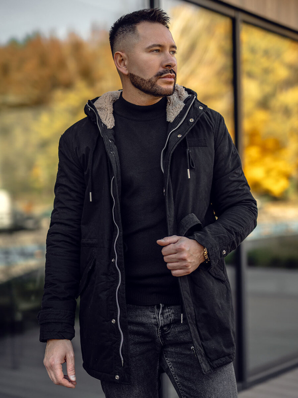 Parka d'hiver en coton pour homme noire Bolf EX838A