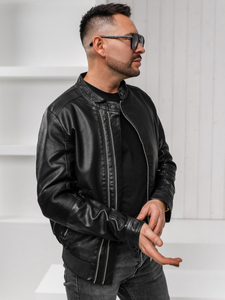 Blouson en cuir pour homme noir Bolf 1073     