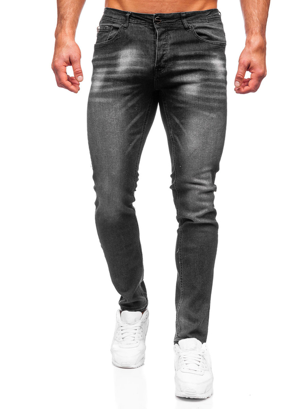 Pantalon en jean regular fit pour homme noir Bolf MP019N