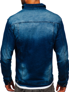 Le blouson en jean pour homme bleu foncé Bolf MJ512BS