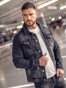 Homme Blouson en jean Noir Bolf 200A