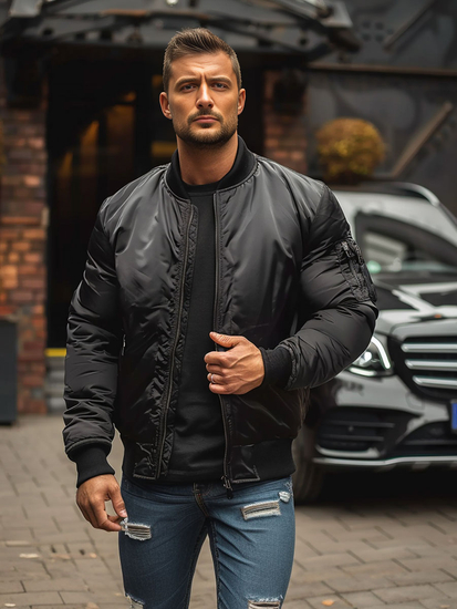 Blouson bomber de transition pour homme noir Bolf AK95A