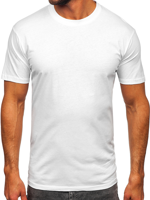 T-shirt homme en coton blanc sans imprimé Bolf 14291