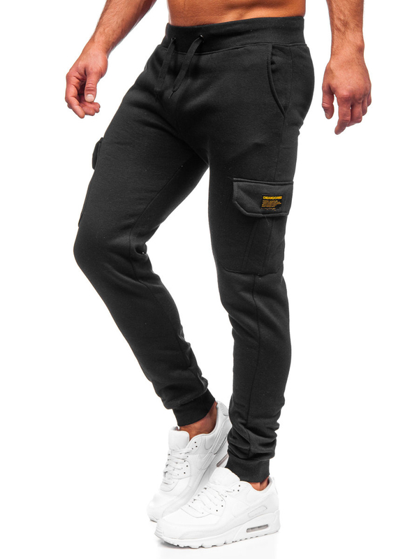 Pantalon jogger cargo pour homme noir Bolf JX8709