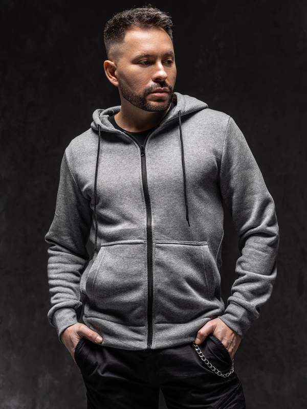 Homme Sweat-shirt à capuche imprimé avec fermeture Gris foncé Bolf HW2787A1