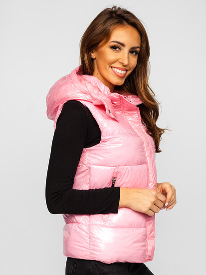Gilet matelassé à capuche pour femme rose clair Bolf SW025