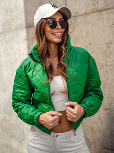 Blouson bomber de transition matelassé pour femme vert Bolf 82622