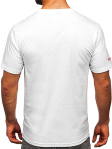 Tee-shirt en coton imprimé pour homme blanc Bolf 14773