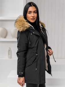 Femme 2 en 1 Parka d'hiver à capuche Noir Bolf 16M9199A1