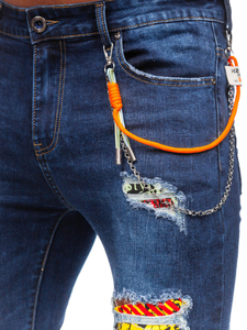 Pantalon en jean regular fit pour homme bleu foncé Bolf TF093