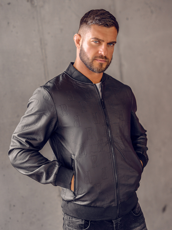 Blouson bomber en jean pour homme noir Bolf 3A66B
