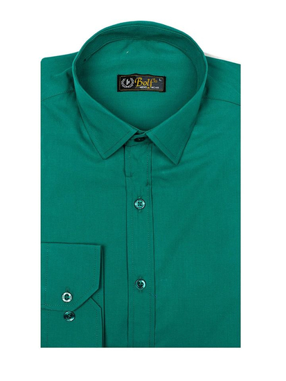 Chemise élégante vert foncé à manches longues pour homme Bolf 1703