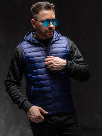 Homme Gilet matelassé à capuche Bleu foncé Bolf LY36A1
