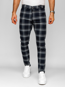 Homme Pantalon élégant à carreaux Bleu foncé Bolf 184144