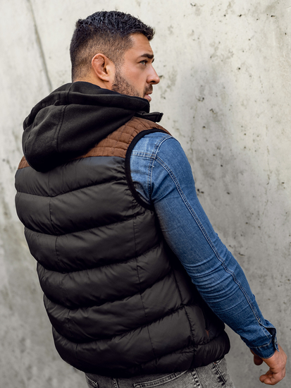 Gilet matelassé à capuche pour homme noir Bolf B5382
