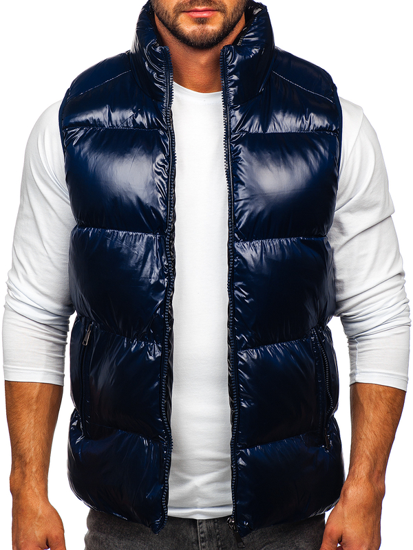 Homme Gilet matelassé épais Bleu foncé Bolf 9968