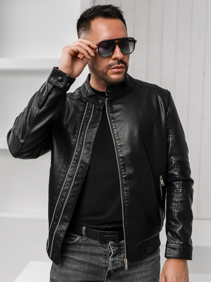 Blouson en cuir pour homme noir Bolf 1073     