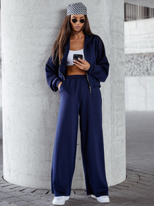 Survêtement zippé deux pièces femme beurre bleu marine Bolf 821109